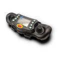 Sewershop Trident Wireless Remote Belly Pack Lite transmitter with dual joysticks, LCD screen, and red emergency stop.