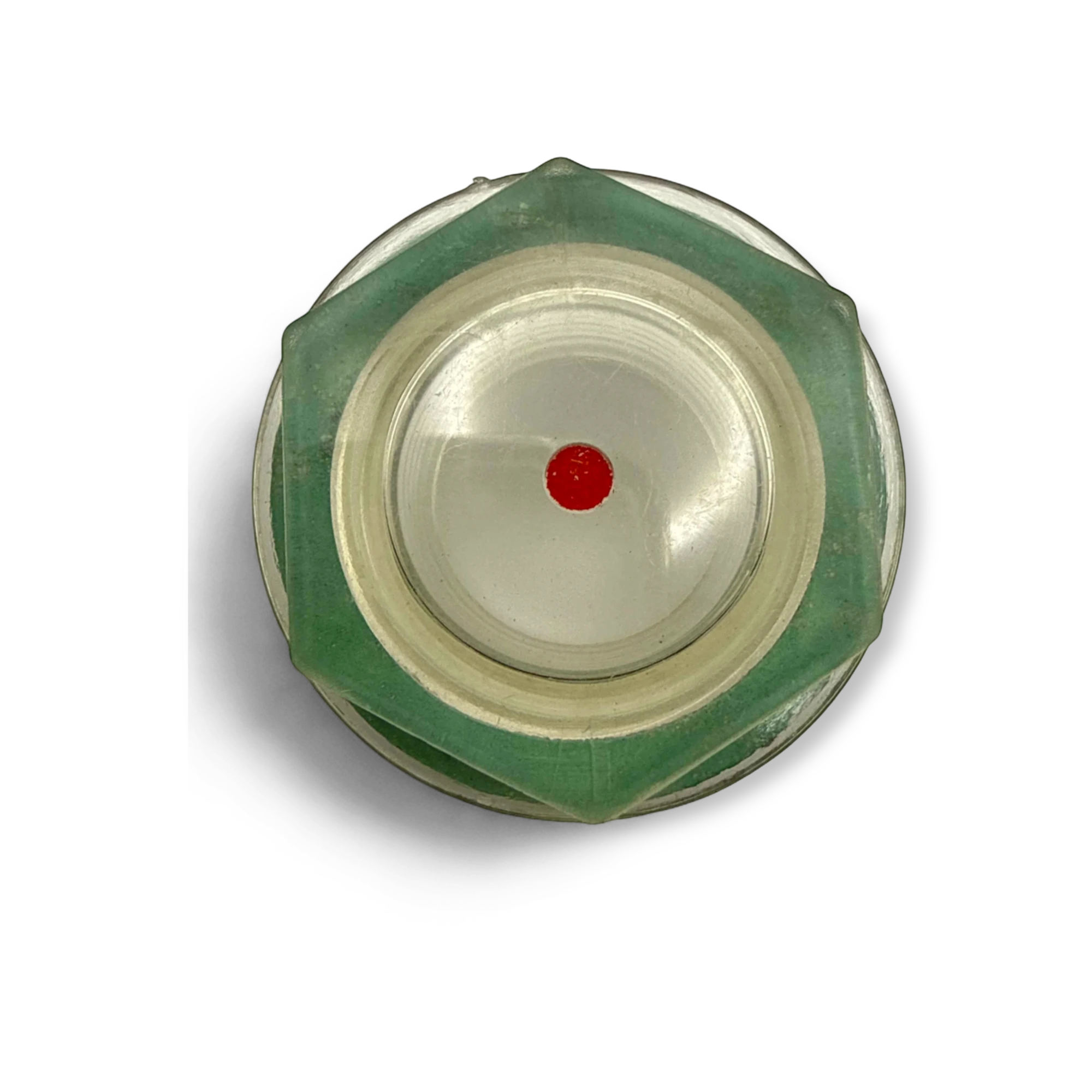 Sewershop UDOR Penta series pump site gauge with a clear lens and red center dot for oil level monitoring