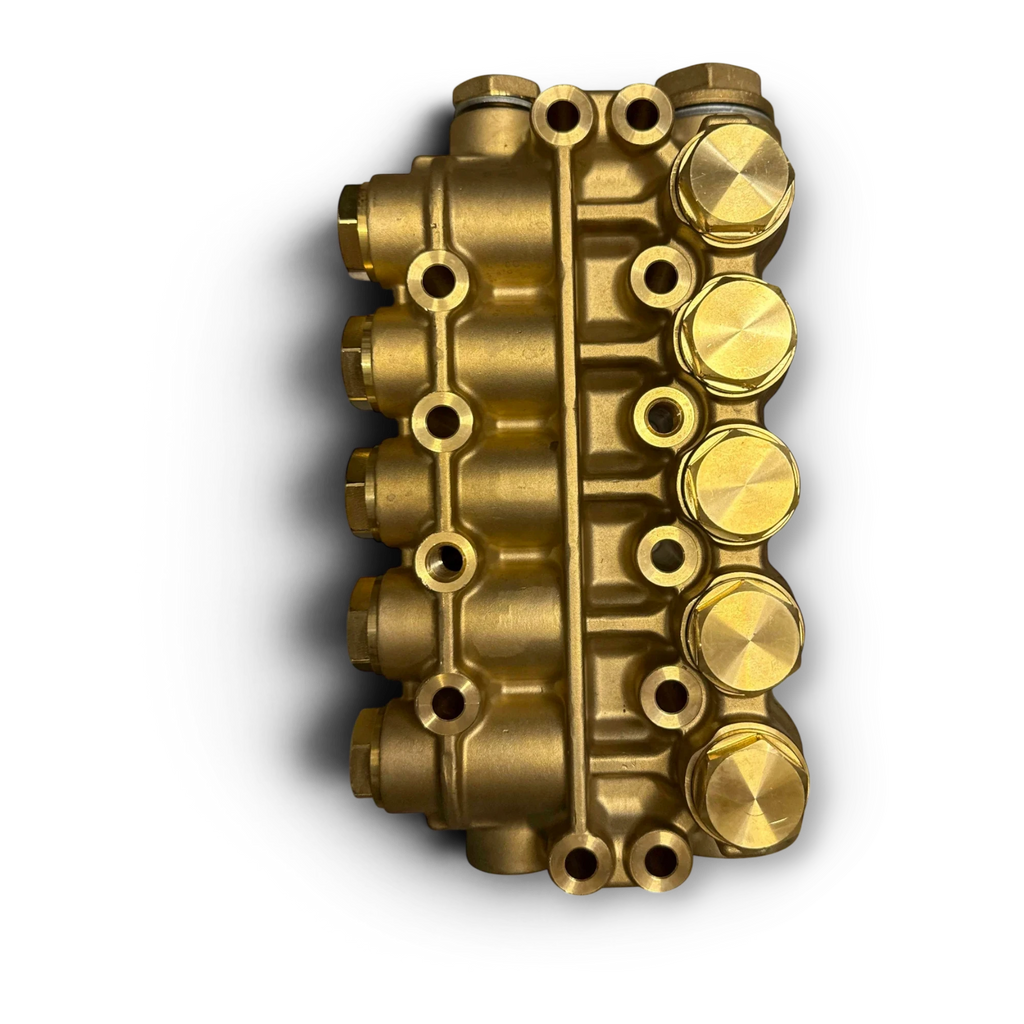 Sewershop UDOR water pump complete liquid end replacement kit featuring a durable brass manifold assembly.