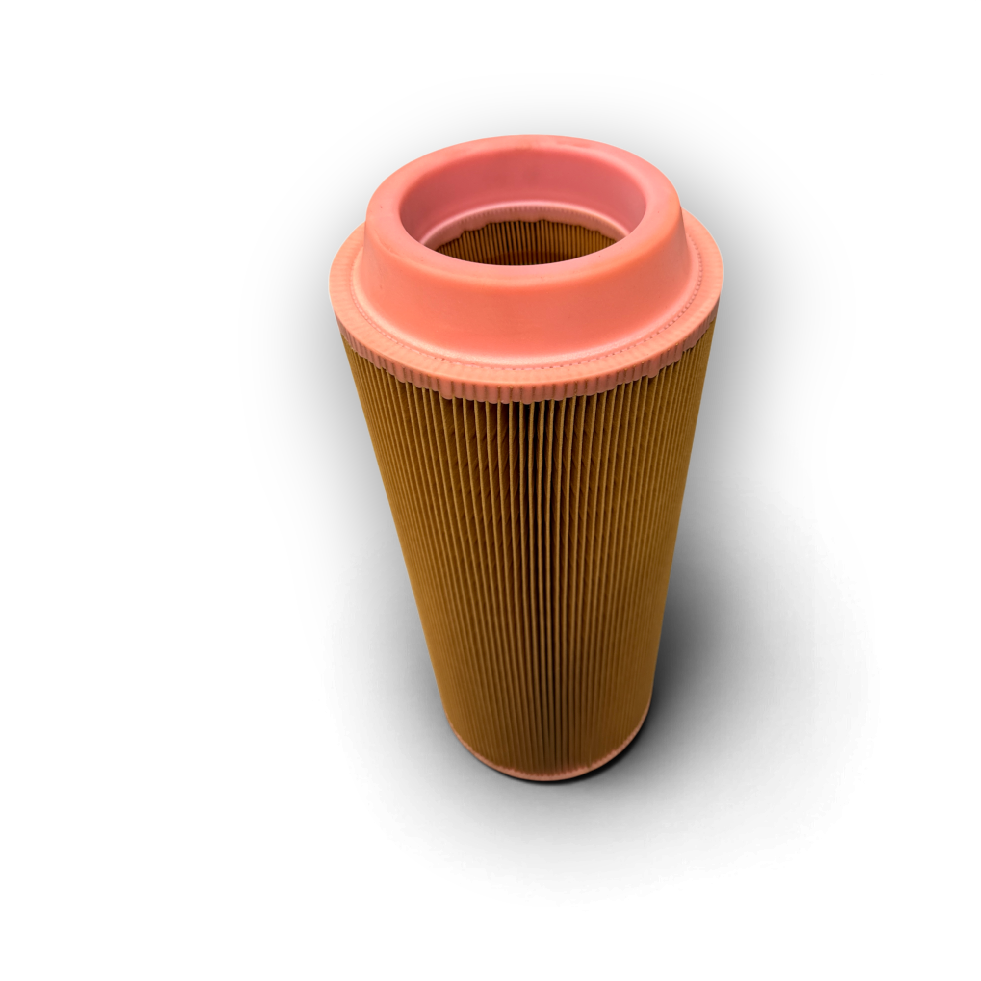 Sewershop Vanair air compressor filter with a cylindrical pleated paper element and a pink plastic top cap