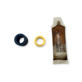 Sewershop Warthog WG rebuild kit components including a blue seal, brass ring, and a packet of C5-A anti-seize grease.