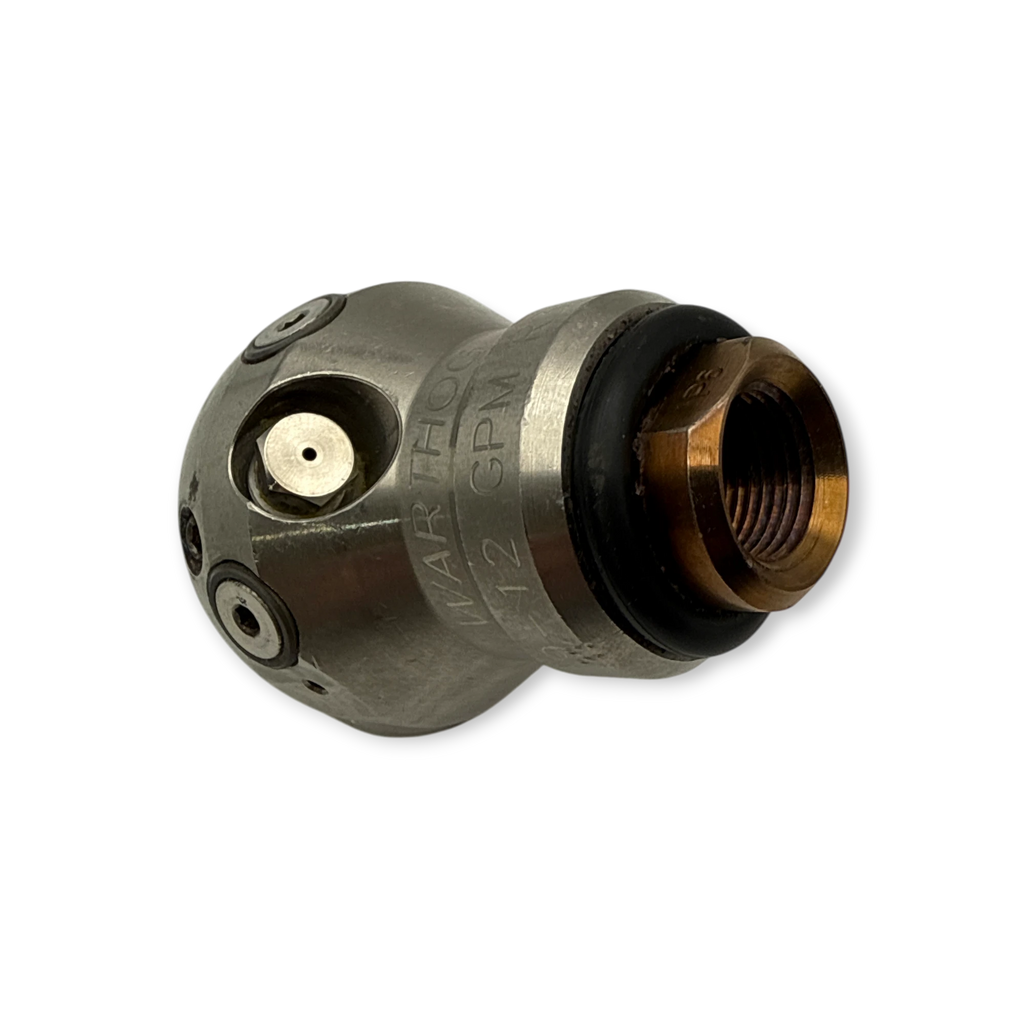 Sewershop Warthog WT Classic 1/2 inch sewer nozzle with carbide wear buttons and metallic finish for pipe cleaning