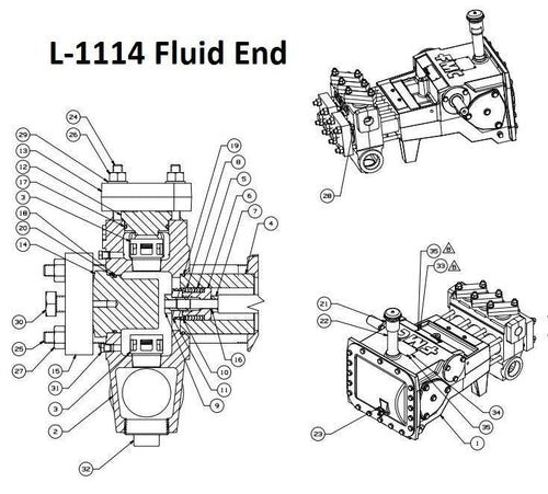 Schematic showing the L-1114 Fluid End Pump