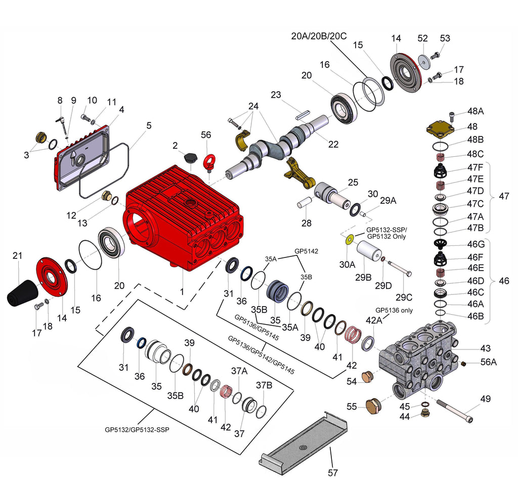 GP5132 Giant Pump Parts | 40 GPM @ 3000 PSI Shaft Drive - Range Supply