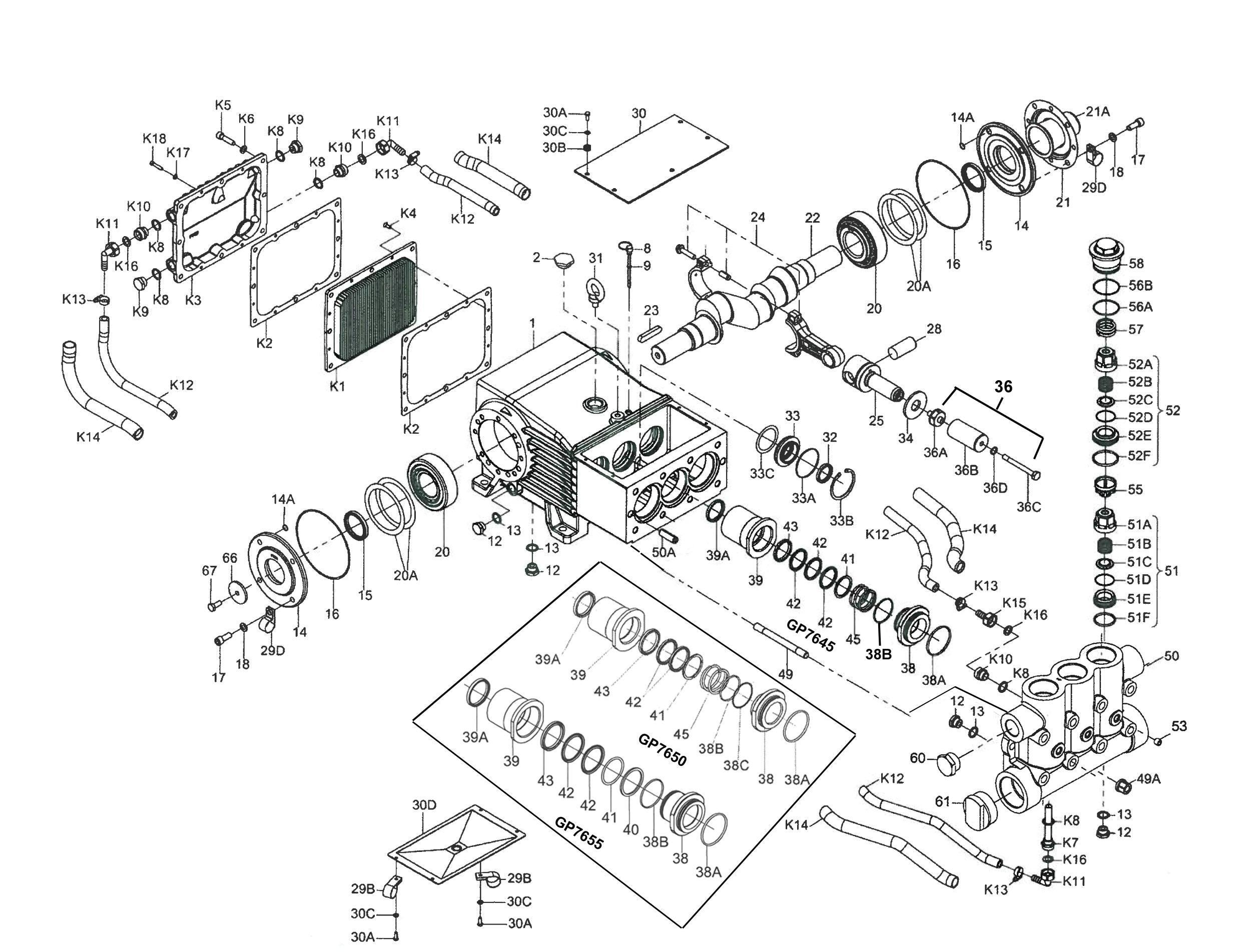 GP7655 Giant Hyd Drive Pump Parts | 80 GPM @ 2000 PSI - Range Supply